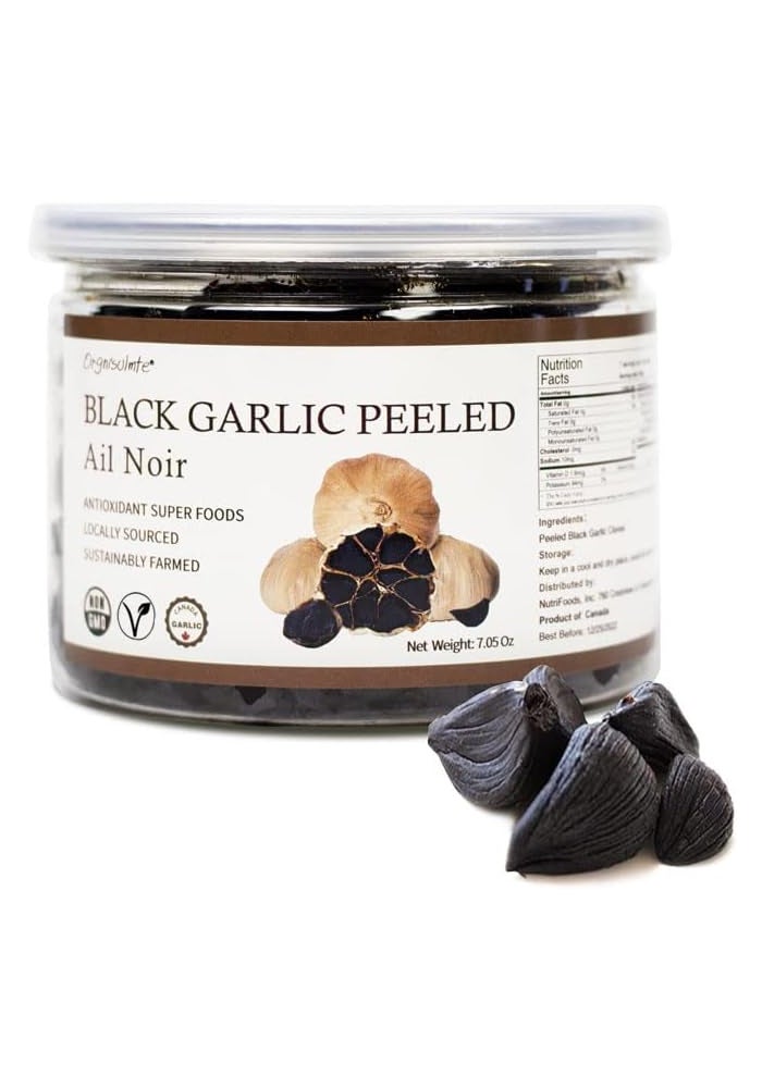 Orgnisulmte Canada Peeled Black Garlic - Fermented Superfood, 7.05 Oz - Image 1